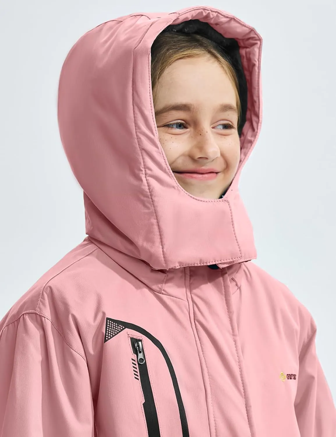 GEMYSE Girl's Waterproof Ski Snow Jacket Fleece Windproof Winter Jacket with Hood