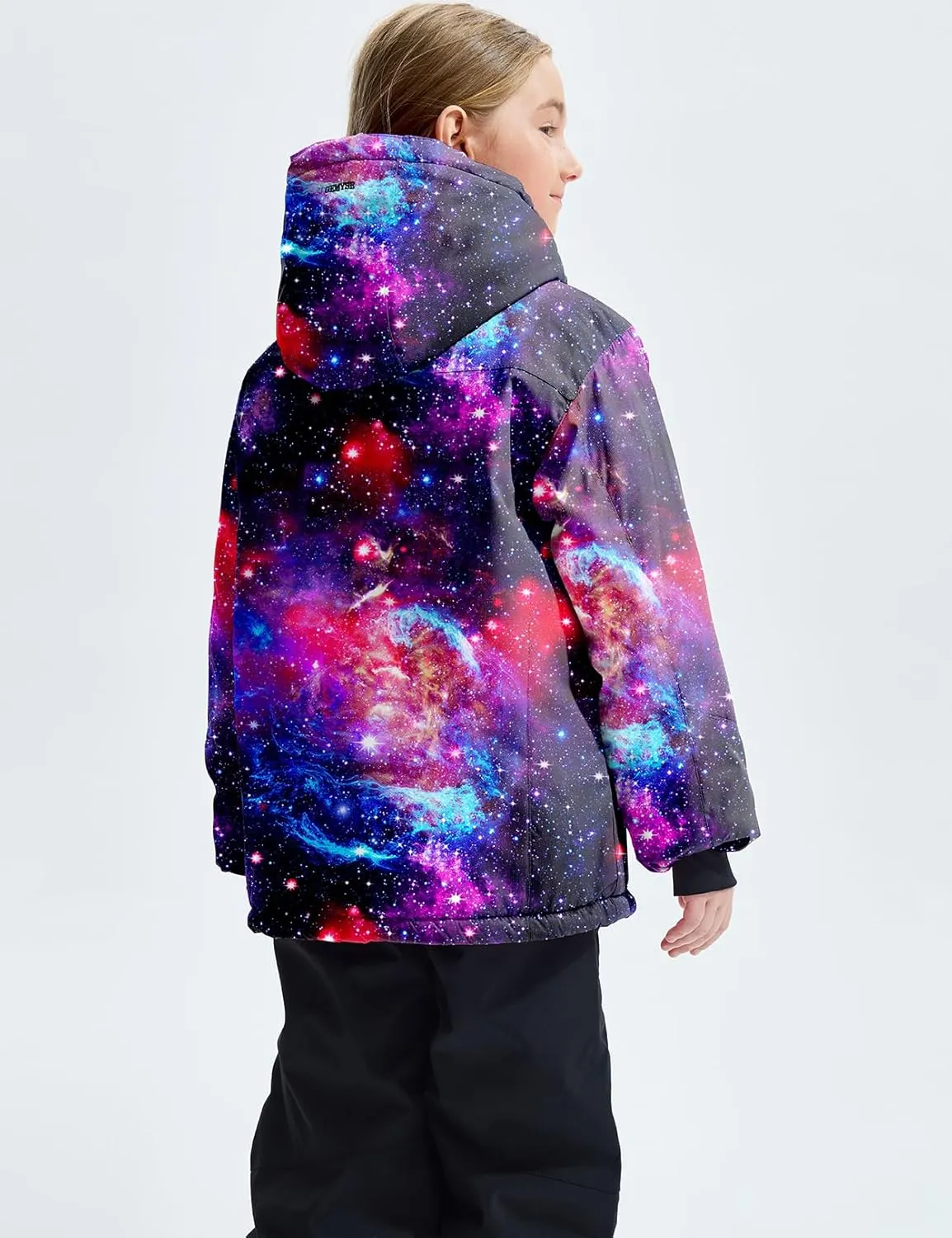 GEMYSE Girl's Waterproof Ski Snow Jacket Fleece Windproof Winter Jacket with Hood