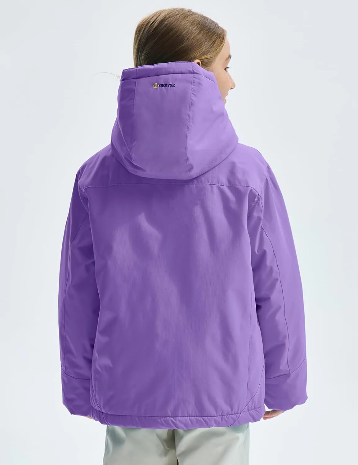 GEMYSE Girl's Waterproof Ski Snow Jacket Fleece Windproof Winter Jacket with Hood