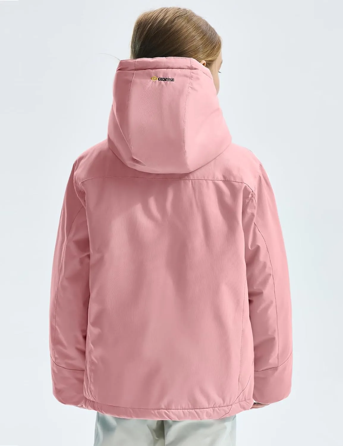 GEMYSE Girl's Waterproof Ski Snow Jacket Fleece Windproof Winter Jacket with Hood