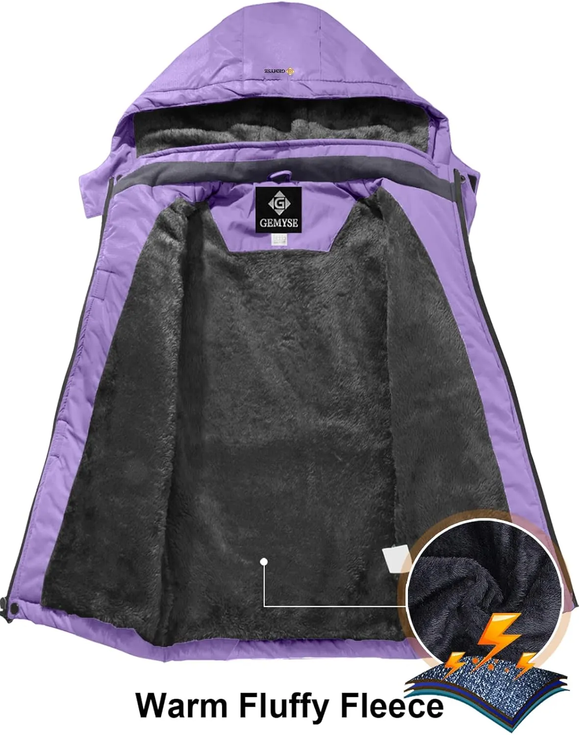 GEMYSE Girl's Waterproof Ski Snow Jacket Fleece Windproof Winter Jacket with Hood