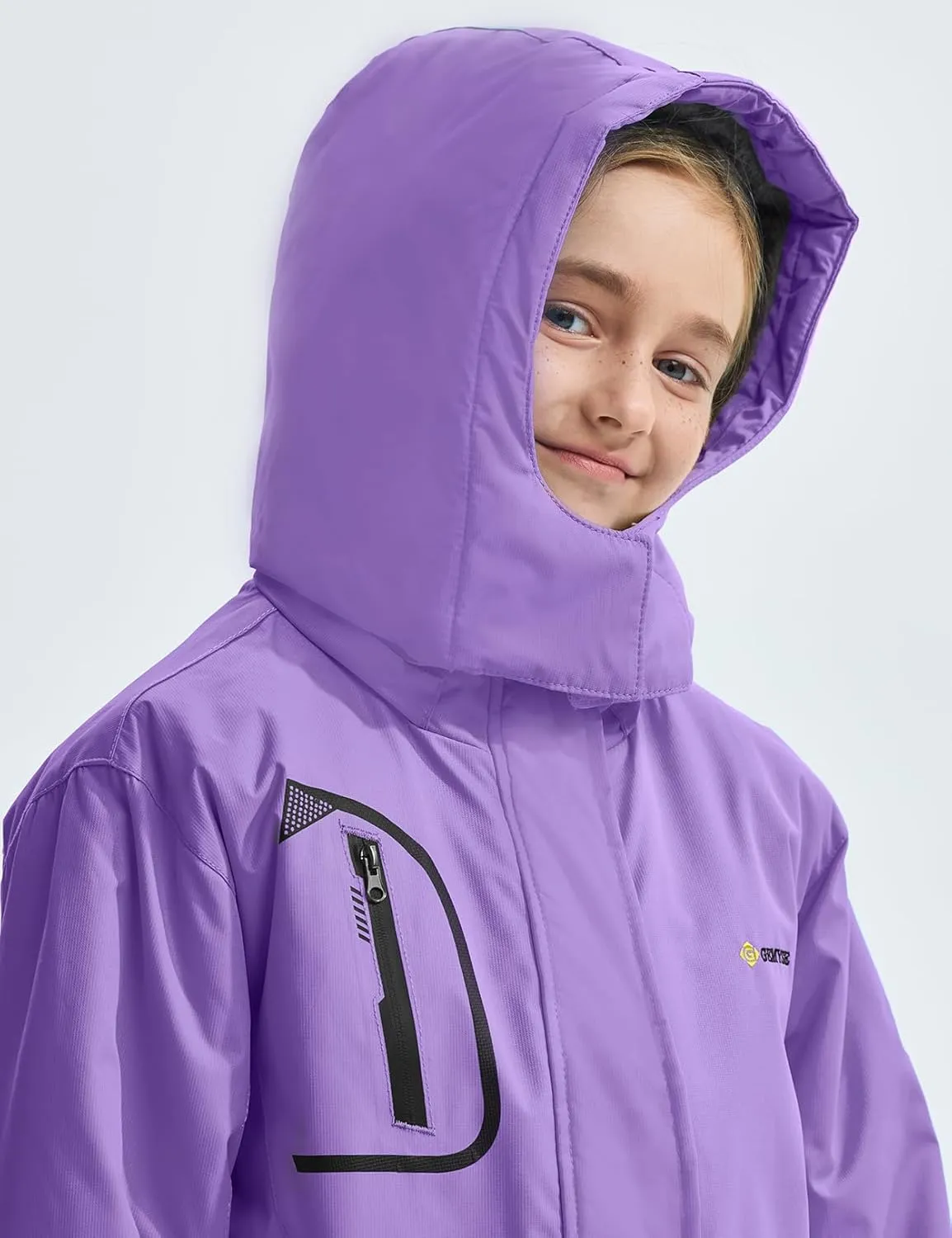 GEMYSE Girl's Waterproof Ski Snow Jacket Fleece Windproof Winter Jacket with Hood