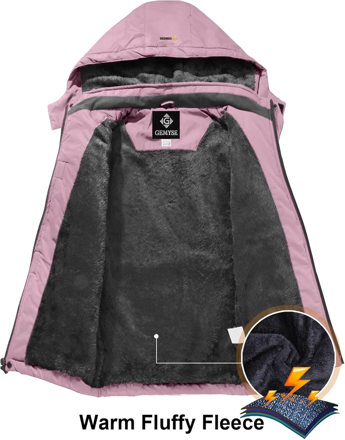 GEMYSE Girl's Waterproof Ski Snow Jacket Fleece Windproof Winter Jacket with Hood