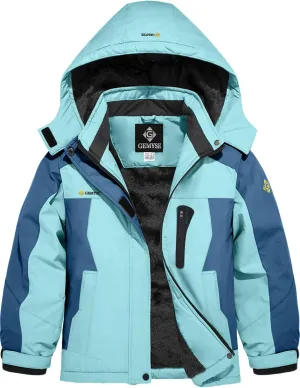 GEMYSE Girl's Waterproof Ski Snow Jacket Hooded Fleece Lined Windproof Winter Jacket