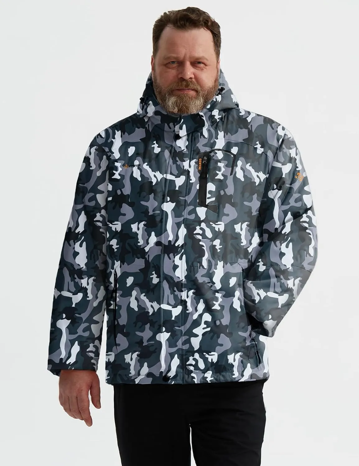 GEMYSE Men's Mountain Waterproof Ski Snow Jacket Winter Windproof Rain Jacket