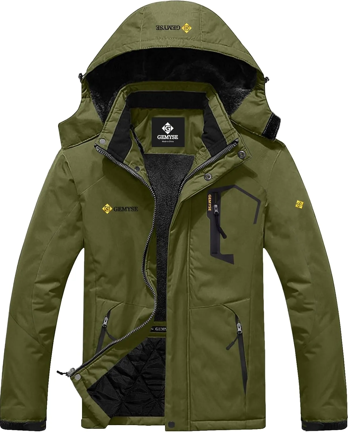 GEMYSE Men's Mountain Waterproof Ski Snow Jacket Winter Windproof Rain Jacket