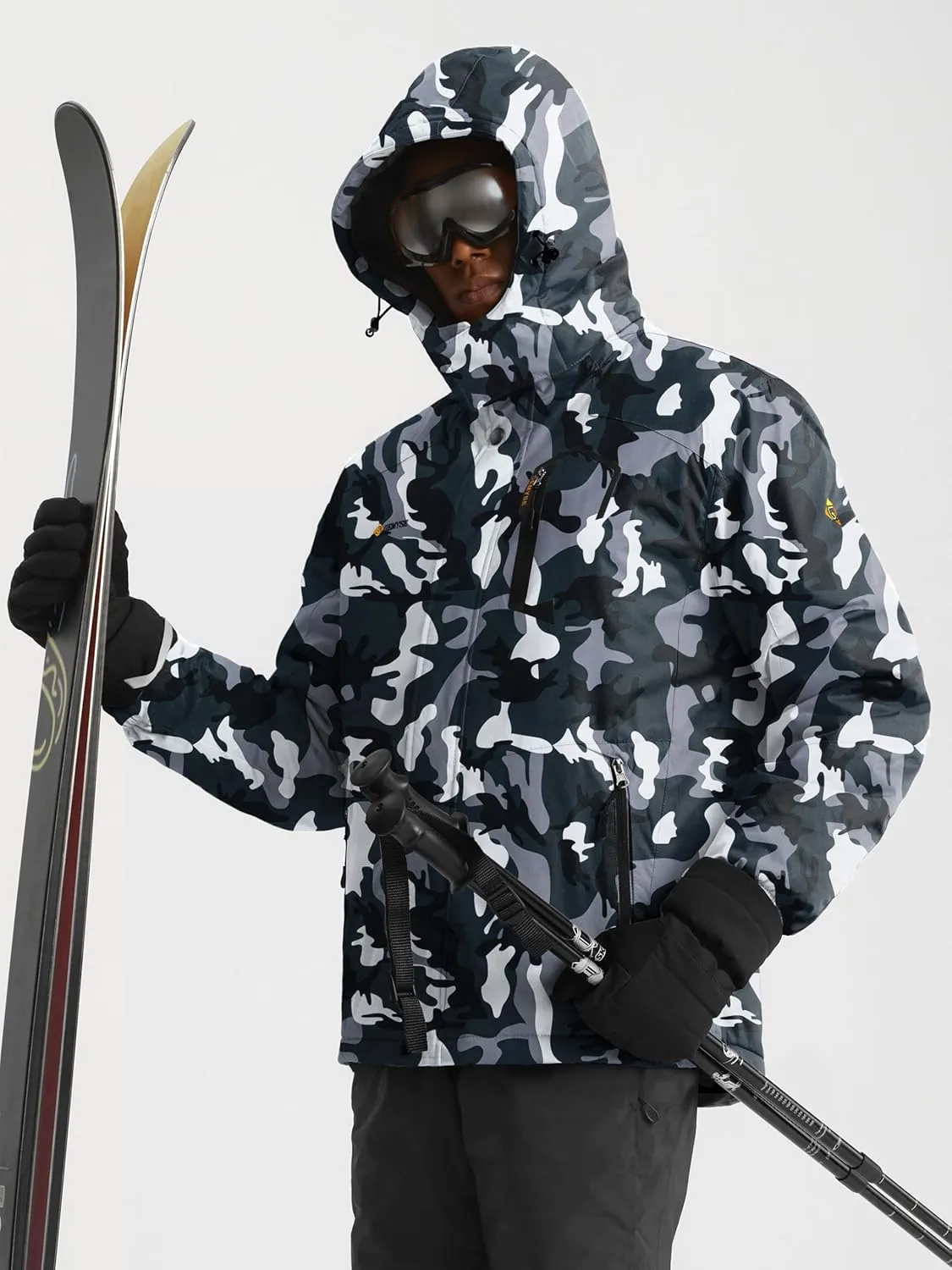 GEMYSE Men's Mountain Waterproof Ski Snow Jacket Winter Windproof Rain Jacket