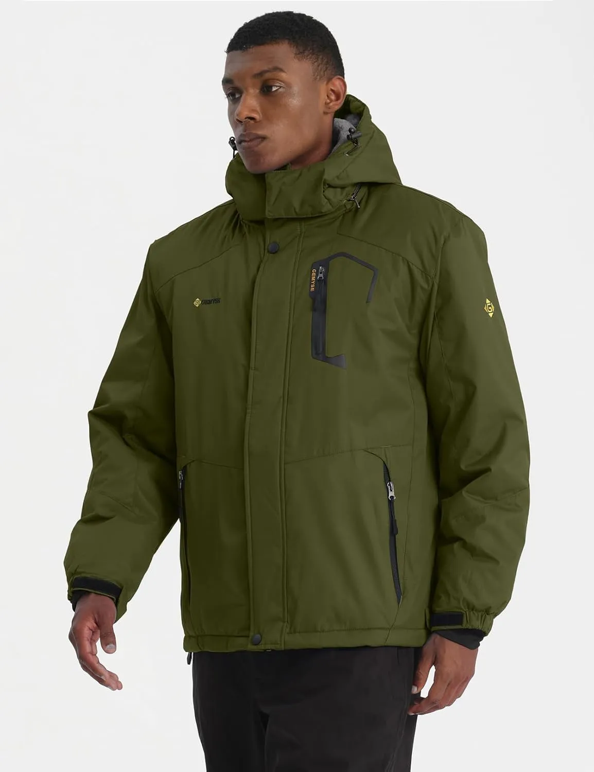 GEMYSE Men's Mountain Waterproof Ski Snow Jacket Winter Windproof Rain Jacket