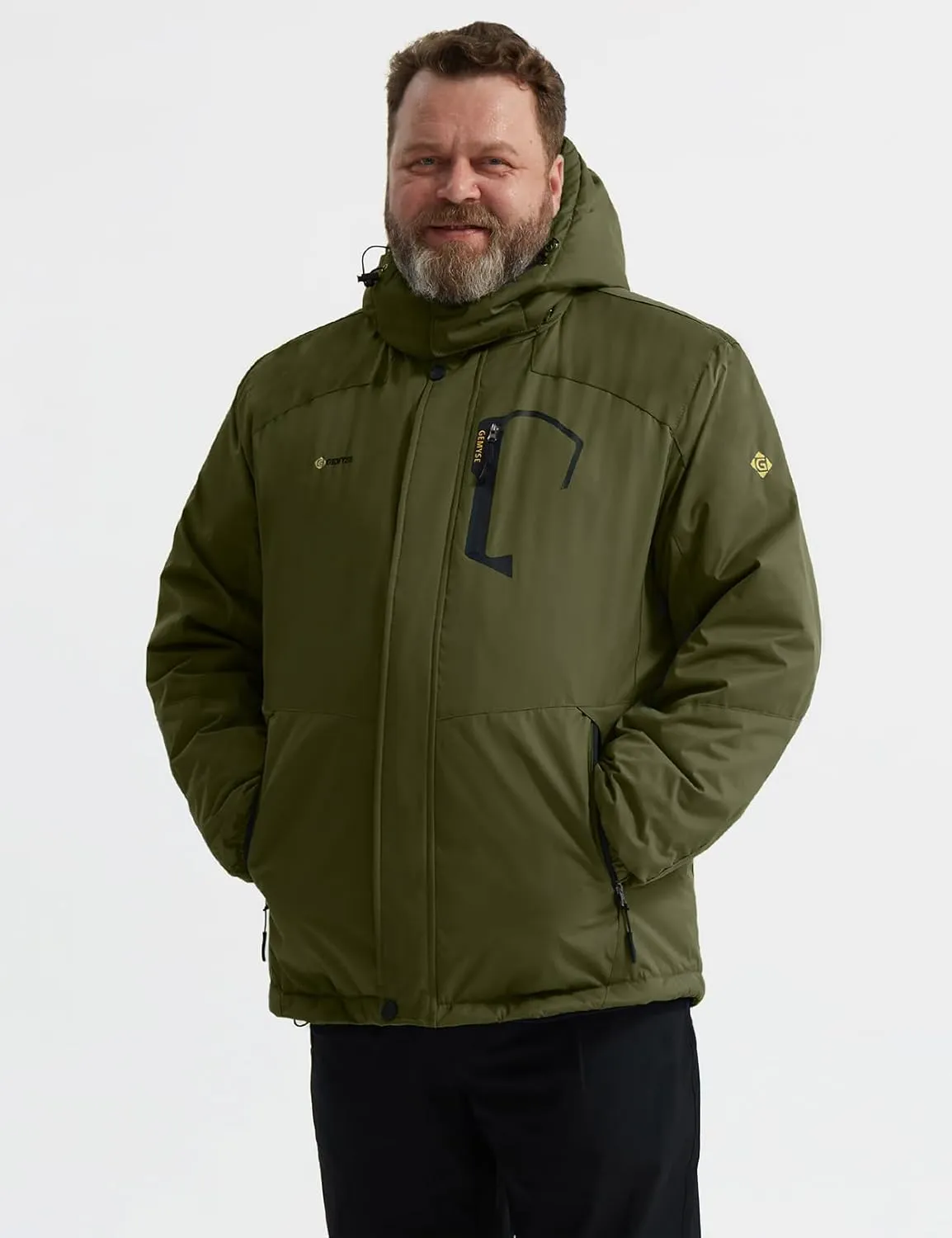 GEMYSE Men's Mountain Waterproof Ski Snow Jacket Winter Windproof Rain Jacket