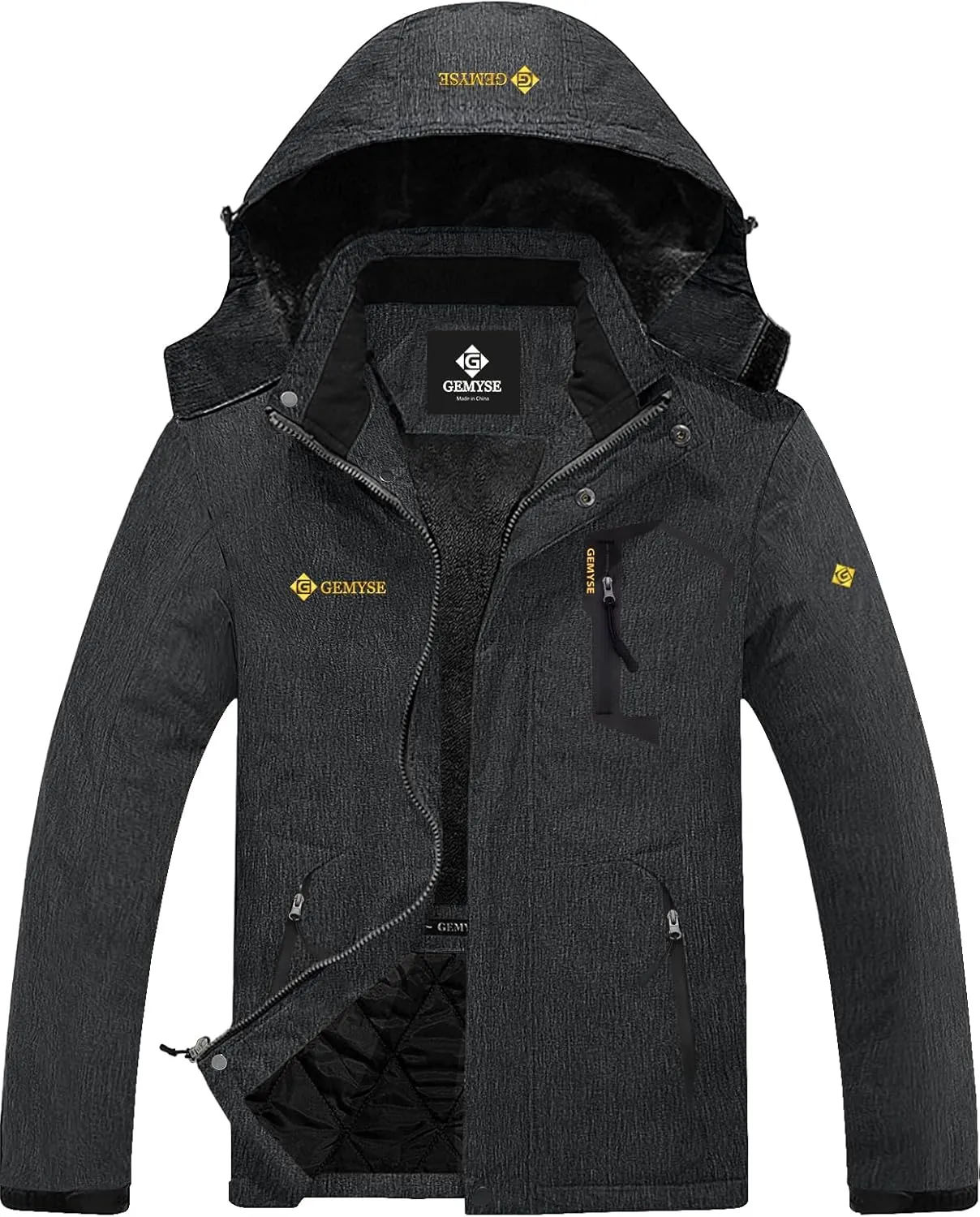 GEMYSE Men's Mountain Waterproof Ski Snow Jacket Winter Windproof Rain Jacket