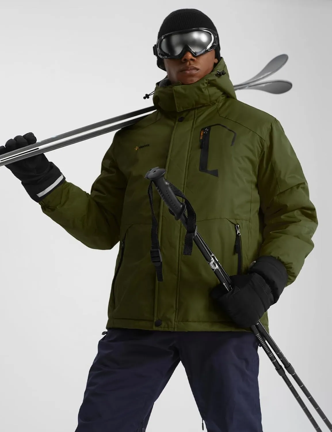 GEMYSE Men's Mountain Waterproof Ski Snow Jacket Winter Windproof Rain Jacket