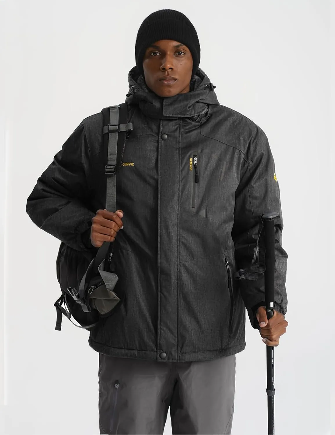GEMYSE Men's Mountain Waterproof Ski Snow Jacket Winter Windproof Rain Jacket