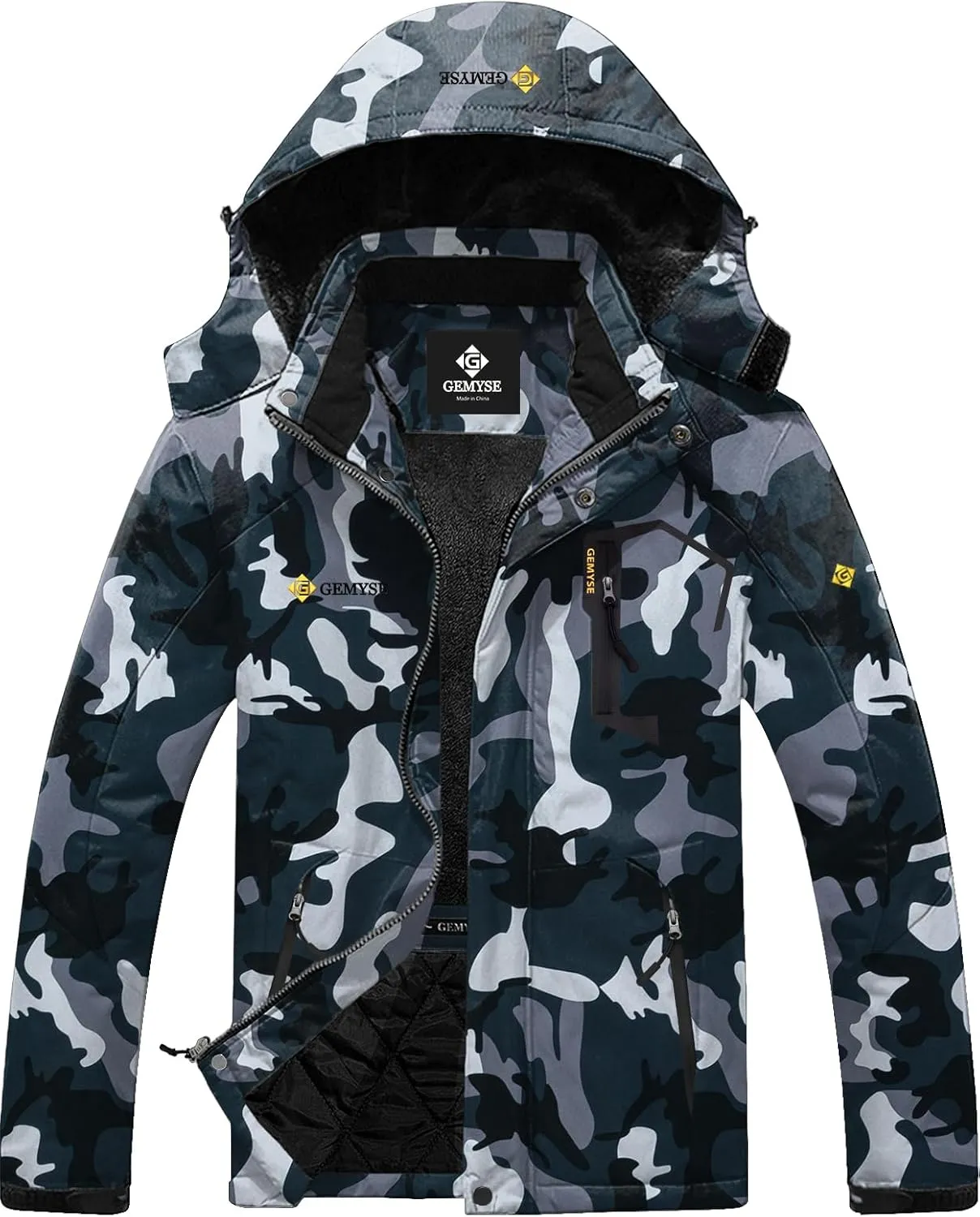 GEMYSE Men's Mountain Waterproof Ski Snow Jacket Winter Windproof Rain Jacket