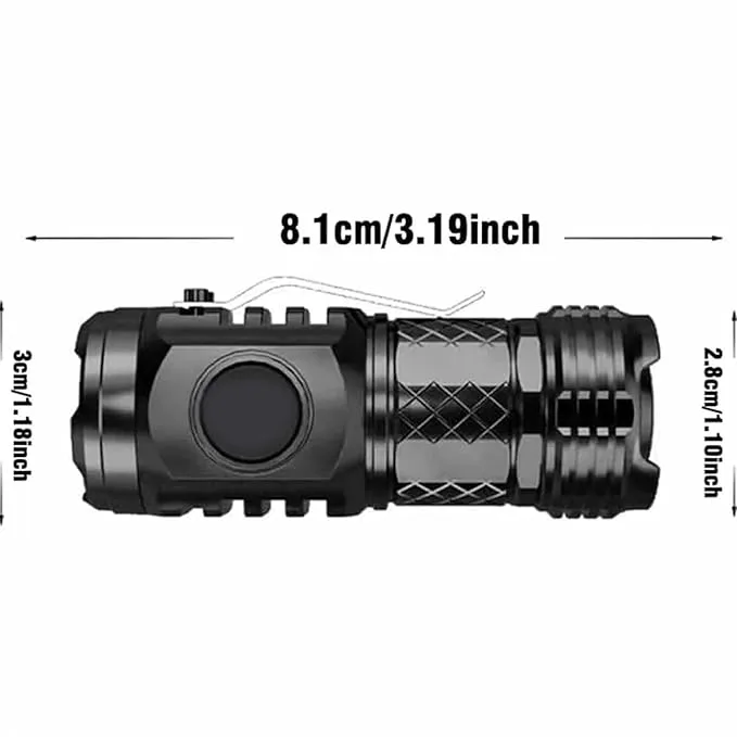German Three-Eyed Monster Mini Flash Super Power Flashlight, Thumb Flashlight Mini Flashlights, Multi-Functional Mini Pen Clip Flashlight Light Steel High Lumen Rechargeable Waterproof (2Pcs-c)
