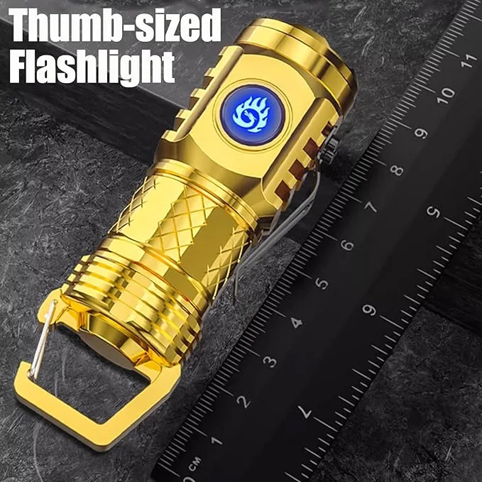 German Three-eyed Monster Mini Flashlight Thumb Flashlight, Mini Flash Super Power Flashlight, Multi-Functional Mini Pen Clip Flashlight Light Steel High Lumen Rechargeable Waterproof (Red)