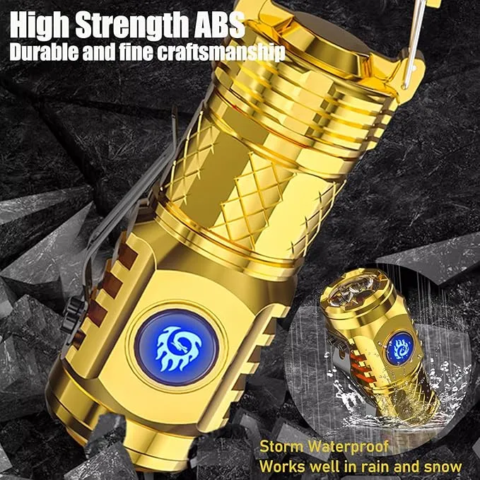 German Three-eyed Monster Mini Flashlight Thumb Flashlight, Mini Flash Super Power Flashlight, Multi-Functional Mini Pen Clip Flashlight Light Steel High Lumen Rechargeable Waterproof (Red)