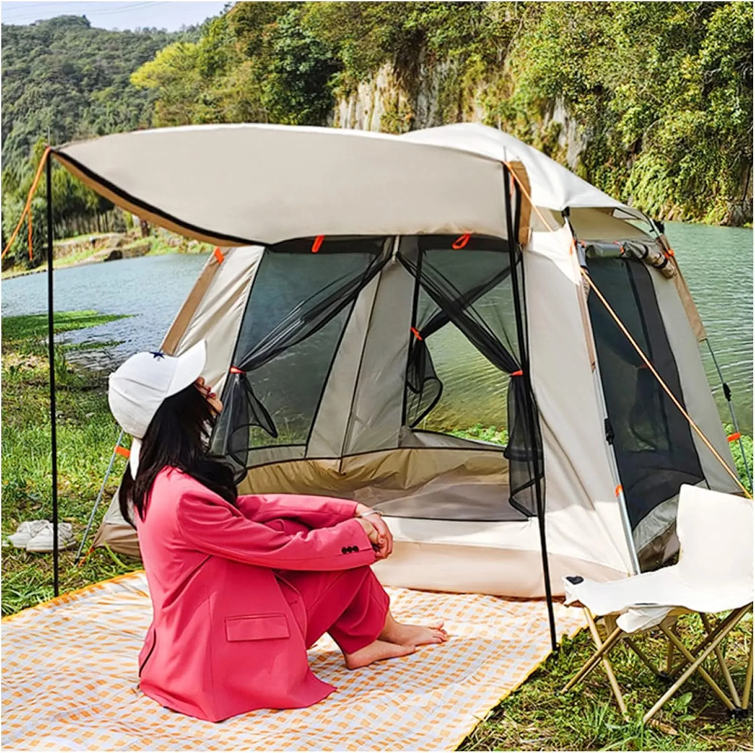 GeRRiT Camping Tents Family 4 People Insect Proof,Waterproof Tents for Camping Firm and Stable Instant Dome Tent for Camping