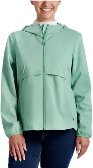 Gerry Ladies' Packable Rain Jacket Women's Rain Coat, Green, X-Large