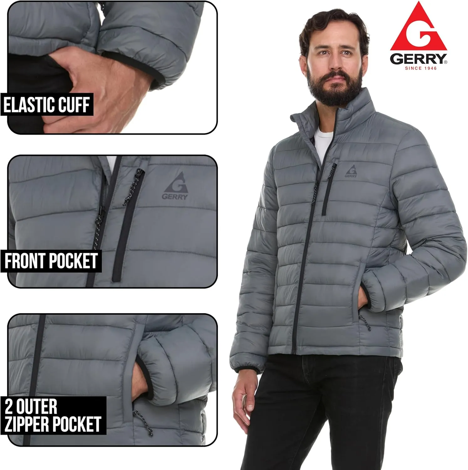Gerry Packable Puffer Jacket Men, Warm Lightweight Winter Jackets for Men