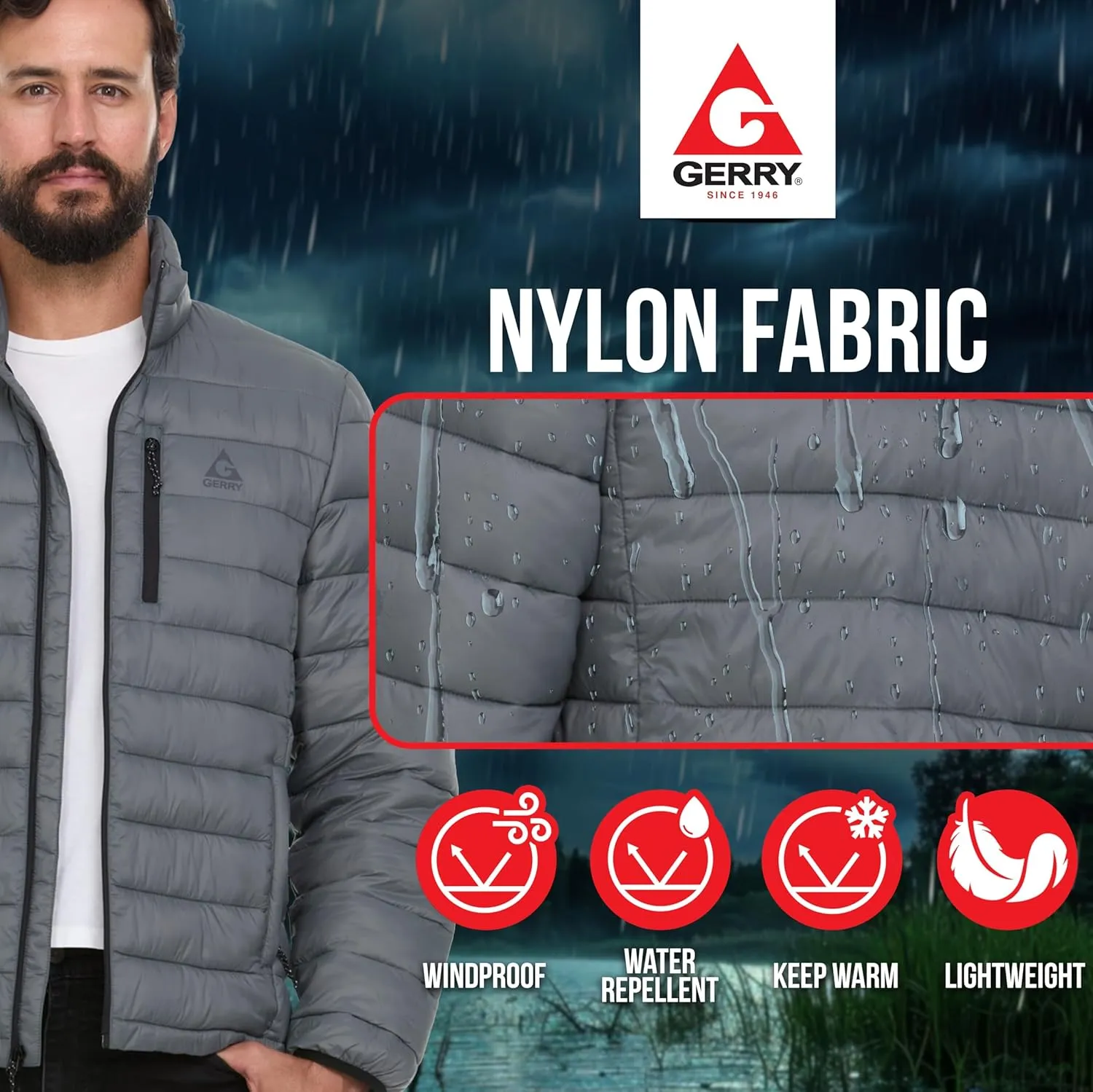 Gerry Packable Puffer Jacket Men, Warm Lightweight Winter Jackets for Men