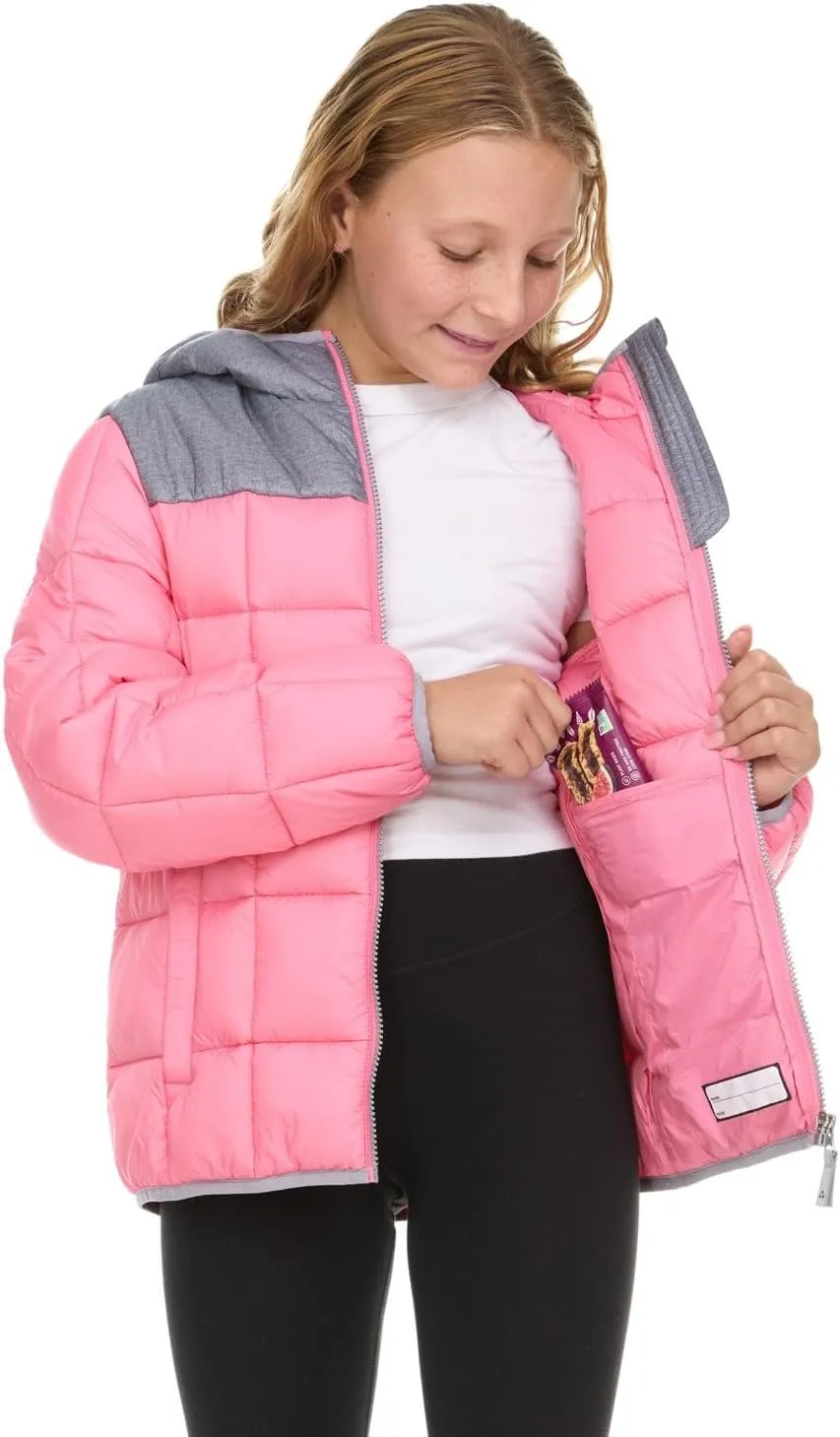 Gerry Packable Puffer Jackets for Girls and Boys, Hooded Girls and Boys Winter Coat