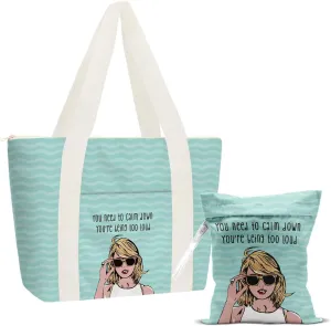 gfuhlre Beach Bag Wet Bag Waterproof Sandproof Women Beach Tote for Friends Travel Gifts with Wet Compartment for Pool Gym