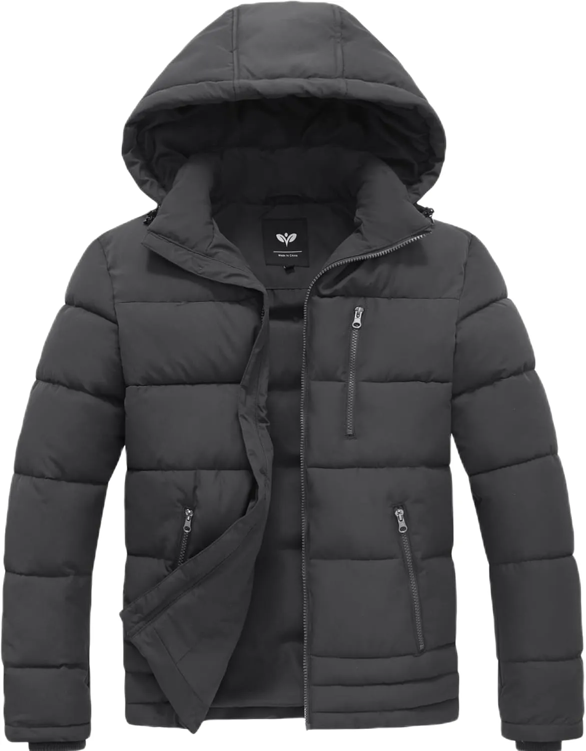 GGleaf Men's Hooded Winter Coat Warm Puffer Jacket Thicken Quilted Jacket