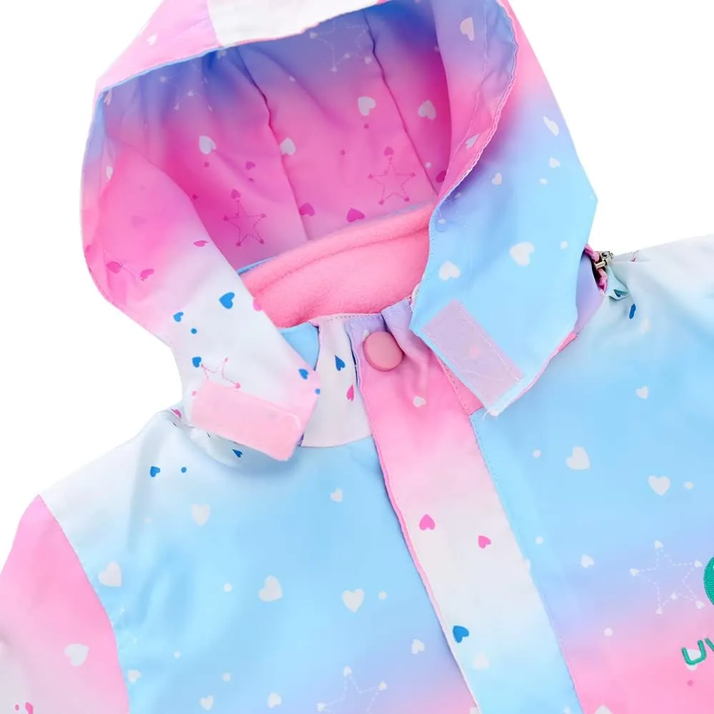Girls Jacket 3 In 1 Detachable Liner Fleece Windproof Waterproof Lightweigt Coat With Hood