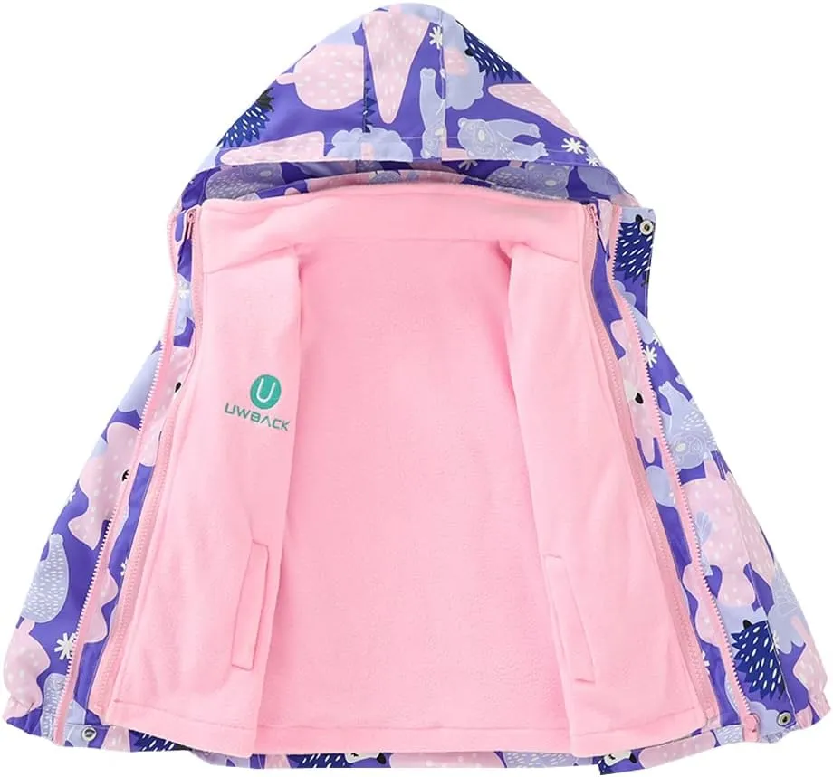 Girls Jacket 3 In 1 Detachable Liner Fleece Windproof Waterproof Lightweigt Coat With Hood