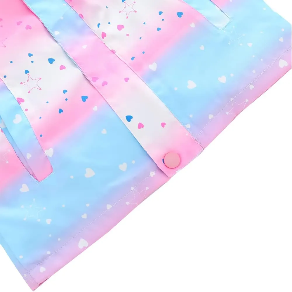 Girls Jacket 3 In 1 Detachable Liner Fleece Windproof Waterproof Lightweigt Coat With Hood