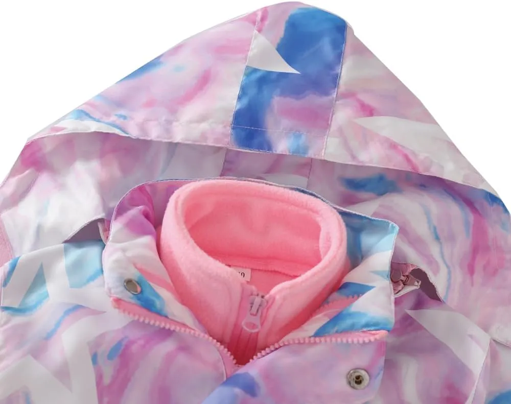 Girls Jacket 3 In 1 Detachable Liner Fleece Windproof Waterproof Lightweigt Coat With Hood