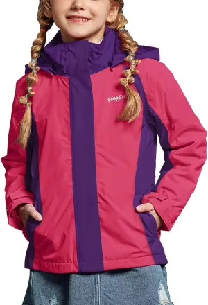 Girl's Waterproof Ski Jacket,Warm Winter Snow Coat,Hooded Fleece Outwear,Windproof RainCoat