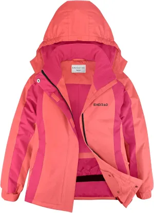 Girl's Waterproof Ski Jacket,Warm Winter Snow Coat,Hooded Fleece Outwear,Windproof RainCoat
