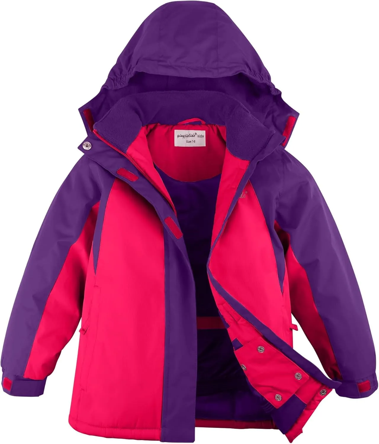 Girl's Waterproof Ski Jacket,Warm Winter Snow Coat,Hooded Fleece Outwear,Windproof RainCoat