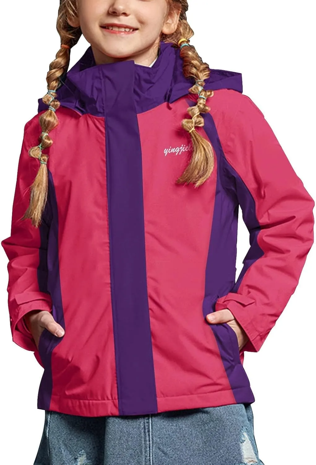 Girl's Waterproof Ski Jacket,Warm Winter Snow Coat,Hooded Fleece Outwear,Windproof RainCoat