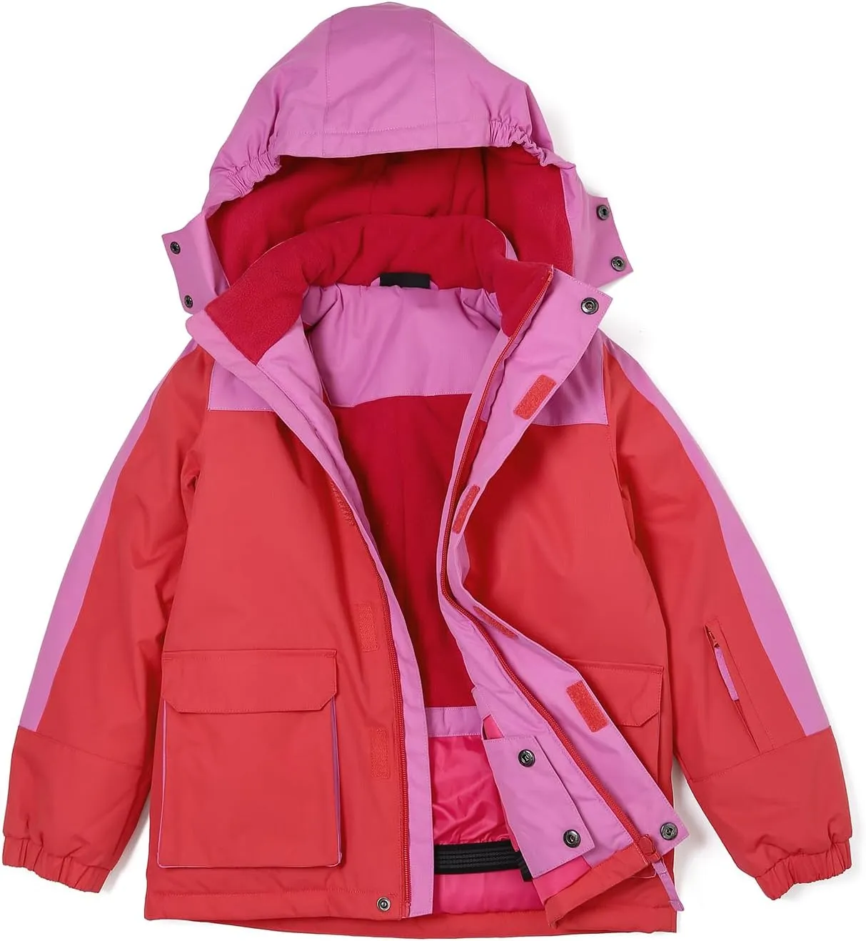 Girl's Waterproof Ski Jacket,Warm Winter Snow Coat,Hooded Fleece Outwear,Windproof RainCoat