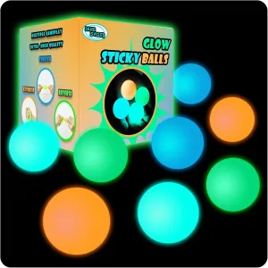 Glow in The Dark Sticky Balls,Stress Balls for Kids and Adults, Ceiling Balls,Dream Balls,Fidget Toys,Sensory Toys,Autism& ADHD Toys,Easter Basket Stuffers,Gifts for Adults and Kids(8Pcs)