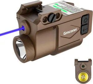 Gmconn Gun Light Laser Sight Weapon Pistol Flashlight 650 Lumen with Blue Laser Sight Combo, Built in USB Rechargeable Battery