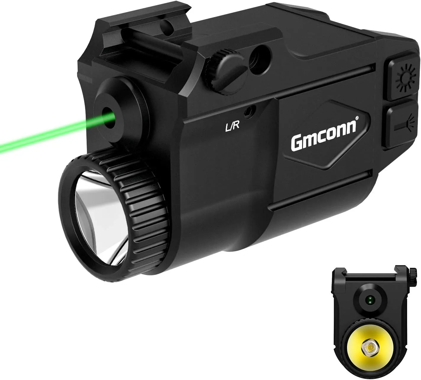 Gmconn Gun Light Laser Sight Weapon Pistol Flashlight 650 Lumen with Green Laser Sight Combo, Built in USB Rechargeable Battery (Black)