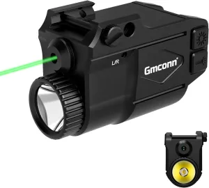 Gmconn Gun Light Laser Sight Weapon Pistol Flashlight 650 Lumen with Green Laser Sight Combo, Built in USB Rechargeable Battery (Black)