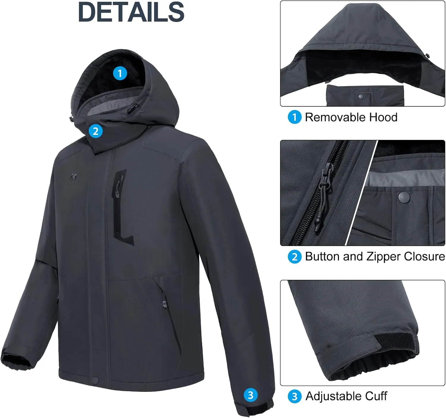 GOLDEN CAMEL Men's Winter Jacket Windproof Ski Snow Jacket Waterproof Thicken Parka Rain Jacket Warm Puffer Coat