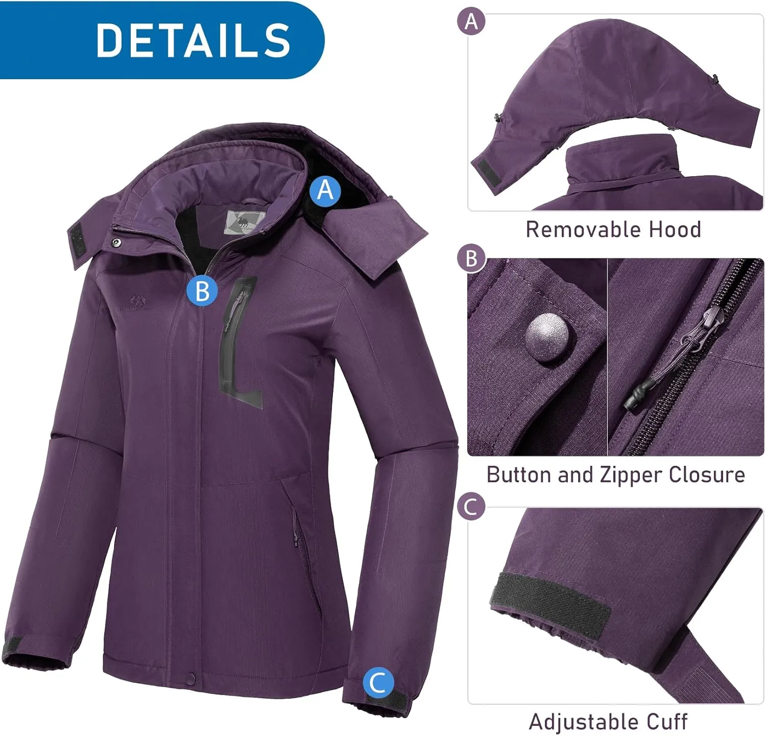 GOLDEN CAMEL Women's Winter Jacket Windproof Ski Snow Jacket Waterproof Thicken Parka Rain Jacket Warm Puffer Coat