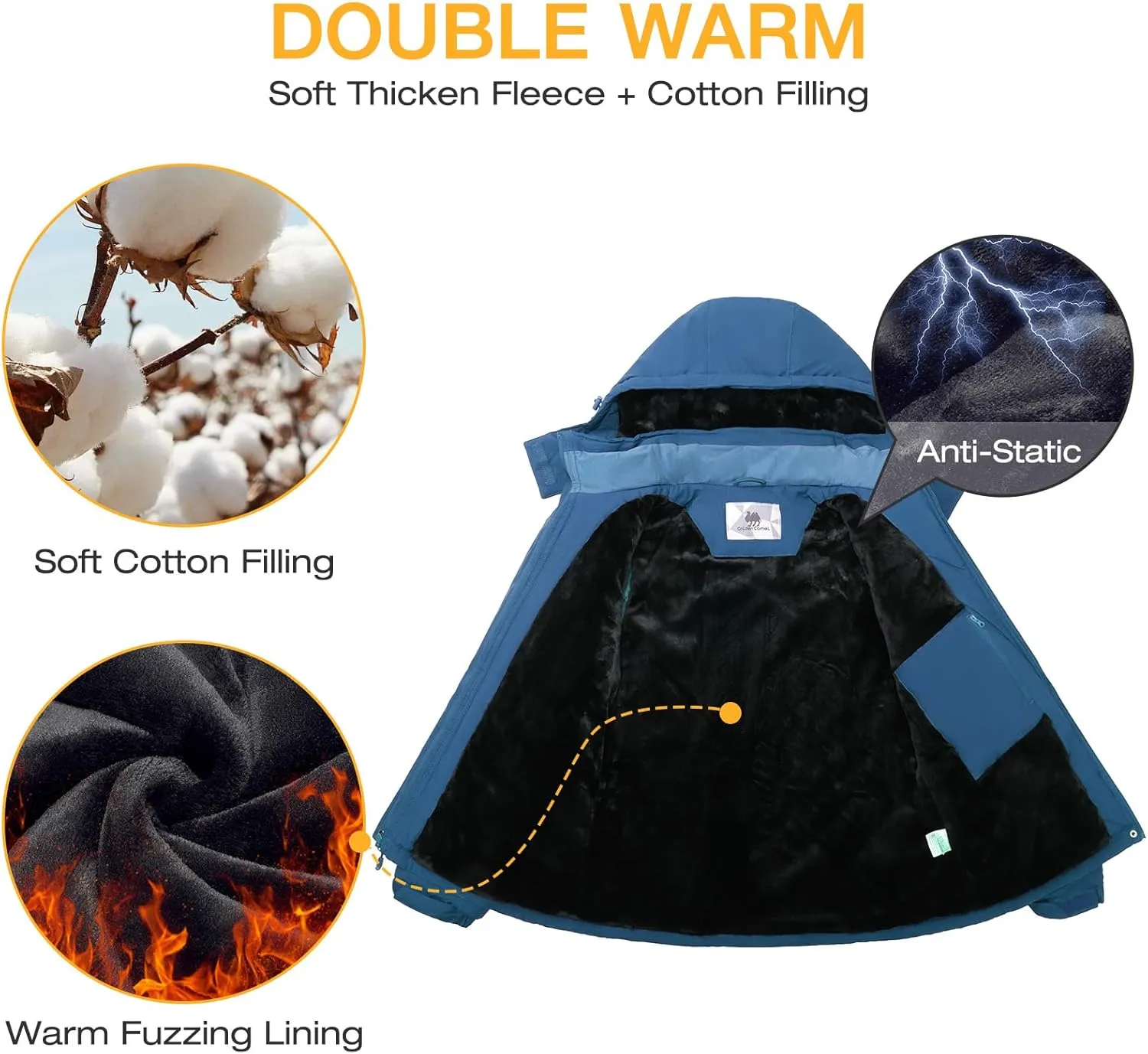 GOLDEN CAMEL Women's Winter Jacket Windproof Ski Snow Jacket Waterproof Thicken Parka Rain Jacket Warm Puffer Coat