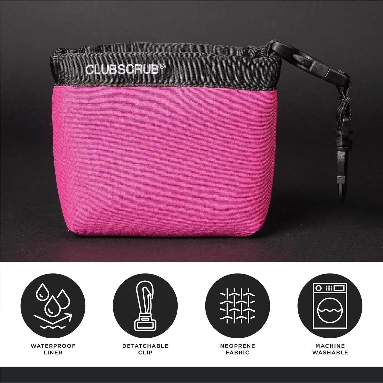 Golf Club and Golf Ball Cleaning Bag, Waterproof Clean Face Technology Liner, Detachable Clip, Machine Washable, Cleans Club Grooves, Dry Exterior (Neoprene or Microfiber Option Available)