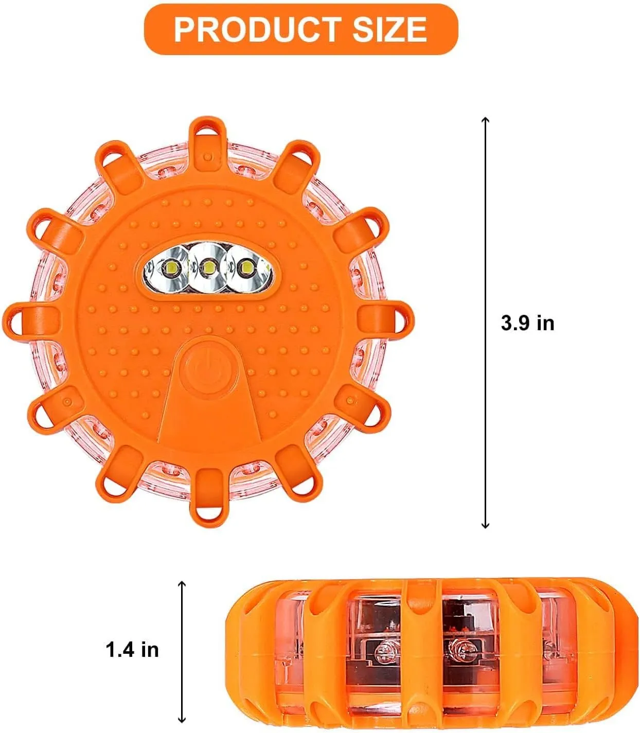 GP904 LED Road Flares Emergency Light Kit, 9 Glow Modes Strong Magnet Hang Hook for Holiday Gift, Road Emergency Rescue Search Better Protect Life Safety (4Pack Batteries not Included)