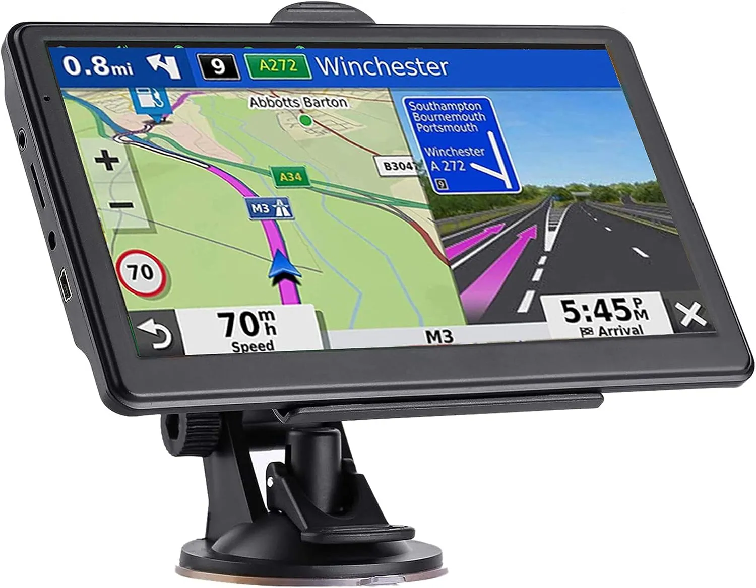GPS Navigator for Car, Latest 2025 Map 7 inch Touch Screen Car GPS 256-16GB, Voice Turn Direction Guidance, Support Speed and Red Light Warning, North America Lifetime map Free Update（Blue）