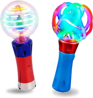 GRANITE MOUNTAIN PRODUCTS Light Up Spinning Wand Toy for Kids - Sensory LED Spinner with Magic Ball - Autism Toys for Boys & Girls - Fun Glow Party Favor, Toddler Gift