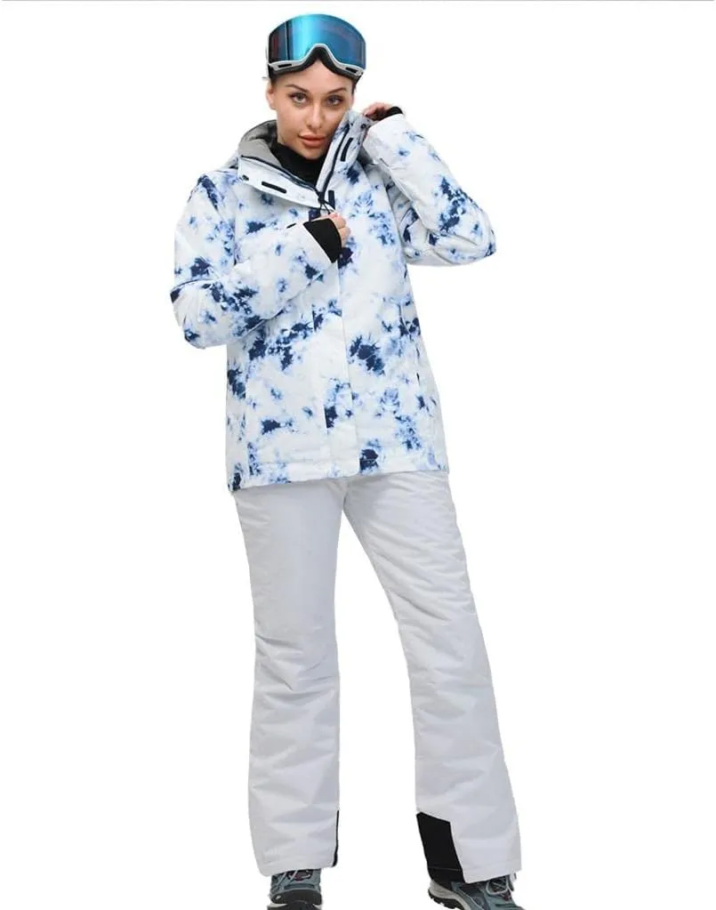 GS SNOWING Women's Ski Jackets and Pants Set Windproof Waterproof Colorful Snowboard Snowsuit