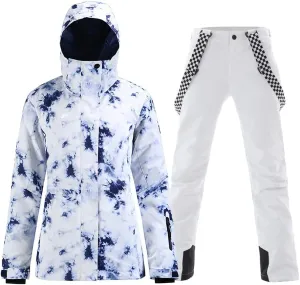 GS SNOWING Women's Ski Jackets and Pants Set Windproof Waterproof Colorful Snowboard Snowsuit