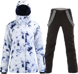 GS SNOWING Women's Ski Jackets and Pants Set Windproof Waterproof Colorful Snowboard Snowsuit